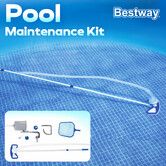 Bestway Swimming Pool Vacuum Cleaner Skimmer Maintenance Kit Floating Leaf Debris Surface Net Head Hose 2.79m Aluminium Pole Adapters Above In Ground
