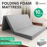 Luxsuite Foam Mattress Trifold Bedding Folding Sofa Bed Cot Sleeping Floor Mat Portable Camping Travel Guest Yoga Cushion Washable Cover 190x128x10cm