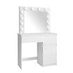 Hollywood Vanity Dresser Table Makeup Lighted Mirror Dressing Desk White Modern Bedroom Furniture with 12 LED Lights 3 Lighting Colours 4 Drawers