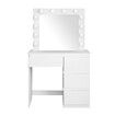 Hollywood Vanity Dresser Table Makeup Lighted Mirror Dressing Desk White Modern Bedroom Furniture with 12 LED Lights 3 Lighting Colours 4 Drawers