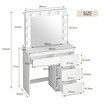 Hollywood Vanity Dresser Table Makeup Lighted Mirror Dressing Desk White Modern Bedroom Furniture with 12 LED Lights 3 Lighting Colours 4 Drawers