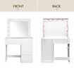 Hollywood Vanity Dresser Table Makeup Lighted Mirror Dressing Desk White Modern Bedroom Furniture with 12 LED Lights 3 Lighting Colours 4 Drawers