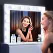 Hollywood Vanity Dresser Table Makeup Lighted Mirror Dressing Desk White Modern Bedroom Furniture with 12 LED Lights 3 Lighting Colours 4 Drawers