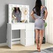 Hollywood Vanity Dresser Table Makeup Lighted Mirror Dressing Desk White Modern Bedroom Furniture with 12 LED Lights 3 Lighting Colours 4 Drawers