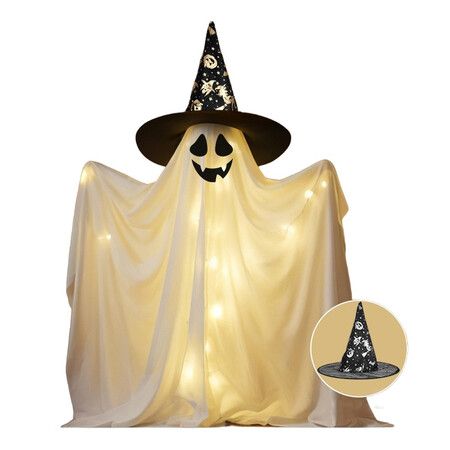 85cm Smiley Face Wizard Hat Ghost Halloween Ideal For Halloween Garden Decorations And Festive Scenes