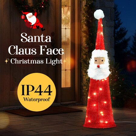 Christmas Lights Decorations Santa Claus Face 30 LED Strip Home Display Fairy Lighting Outdoor Xmas Holiday House Bedroom Ornaments 60cm Warm White