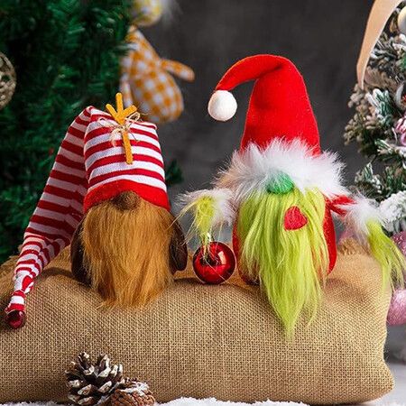 Christmas Gnomes Decorations 2 Pack Plush Gnomes Scandinavian Santa Elf Christmas Table Tiered Tray Ornament Christmas Decor Gifts