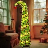 1.5M Christmas Decorations  Pop Up  Tilted Neck Tree Tabletop Ornament Set Xmas Holiday Party Scene Props Christmas Birthday Gift include 8cm BALLS
