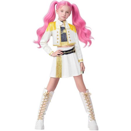 Halloween Demon Costumes Pop Singer Cosplay Embroidery Coat Top Shorts Costume Dance Stage Outfit Size 140cm