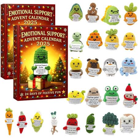 Emotional Support Advent Calendar 2026,24 Days Christmas Advent Calendar with 24 Unique Emotional Support Tools,Birthday and Christmas Gifts,2 Pack