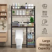 Over The Toilet Shelf Laundry Storage Rack 5 Tier Space Saver Towel Bathroom Organiser Shelves Above Washing Machine Dryer Standing Room Paper Holder