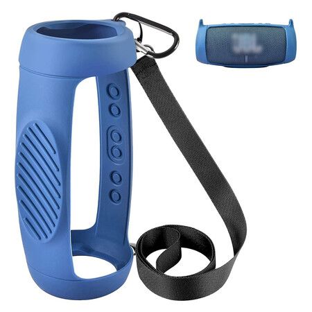 Silicone Case Cover for JBL Charge 5 Waterproof Portable Bluetooth Speaker, Travel Carrying Protective Gel Soft Skin, Blue