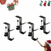 4Pcs Garland Hangers and Fireplace Stocking Holders，Mantel Hanger for Garland Hooks for Fireplace Xmas Holiday Home Party Decoration, Black