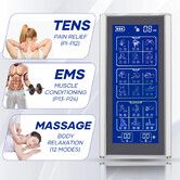 TENS EMS Muscle Stimulator Electric Massager Machine Rechargeable Home Portable Neck Shoulder Back Knee Nerve Massage Unit Device 36 Modes Two Channel