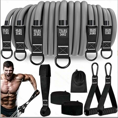 Heavy Resistance Exercise Bands 300lbs with Handles Workout Bands for Men, Weight Bands Set for Muscle Training, Strength, Slim, Home Gym Equipment(Black)