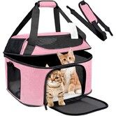 Large Cat Carrier for 2 Cats, Soft Side Pet Carrier for Cats Small Dog Up to 20 lbs, Collapsible Travel Dog Carrier Bag, Backpack (Pink)