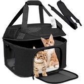 Large Cat Carrier for 2 Cats, Soft Side Pet Carrier for Cats Small Dog Up to 20 lbs, Collapsible Travel Dog Carrier Bag, Backpack (Black)