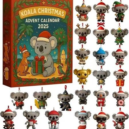 Koala  Advent Calendar 24DAYS Christmas TREE Collectable Advent Calendar  Blind Box 2D Flat Acrylic Ornament  Countdown Christmas Girls Gift
