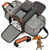 Large Cat Carrier Bag Expandable Soft Sided Pet Backpack Carrier for 1-2 Cats Portable Dog Carry Bag with Removable Fleece Pad for Travel,Camping(Orange)