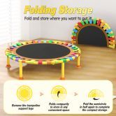 40 Inch Kids Trampoline Jumping Bungee Bounce Rebounder Home Gym Exercise Fitness Equipment Indoor Outdoor Cardio Workout Foldable Adjustable Handrail