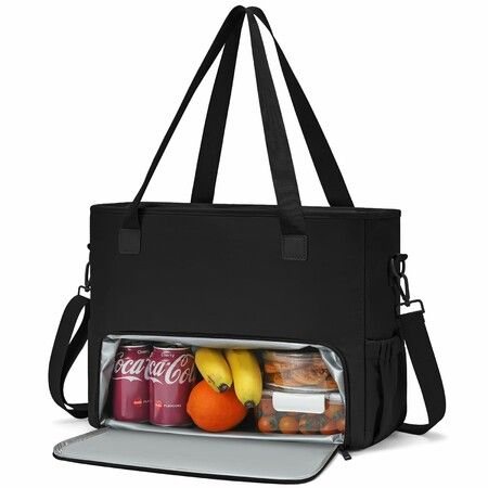 Women Lunch Bag with Laptop Compartment,Insulated Lunch Bag,Cute Casual Large Canvas Tote Bag For School,Work,Office,Casual,Color Black