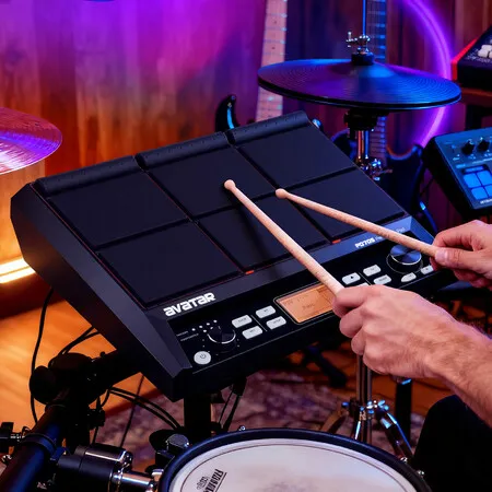 Percussion Sample Pad Electric Drum Pads Multipad Instrument 9 Velocity Sensitive Sampling 592+ Sounds USB MIDI Out AUX Looper Metronome Trigger Input