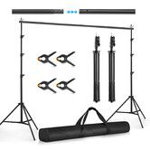 Backdrop Stand Photo Studio Background Support Frame Kit 2.6x3m Adjustable Tripod Screen Clamps Carry Bag for Party Event Birthday Wedding Photography