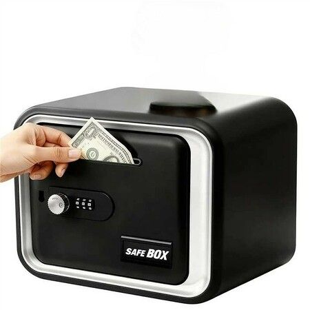 Pretend Play Simulation Piggy Bank Password Money Safe Secure Password Coin Bank Kids Chirstmas Holiday Gift COL Black