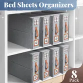 Bed Sheet Organiser Set 8 Pcs Foldable Linen Closet Bedding Blanket Fabric Storage Bin Box Container Clothes Duvet Cover Wardrobe Folder Keeper Window