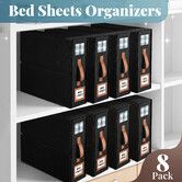 Bed Sheet Organiser Set 8 Pcs Foldable Bedding Blanket Fabric Storage Bin Box Container Clothes Duvet Cover Linen Closet Wardrobe Folder Handle Window