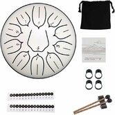 Steel Tongue Drum Percussion, 6 Inch 11 Notes Musical Instruments, Music Gifts for Family Friends (White)