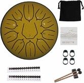 Steel Tongue Drum Percussion, 6 Inch 11 Notes Musical Instruments, Music Gifts for Family Friends (Gold)