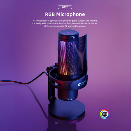 RGB Gaming Microphone,USB PC Mic for Streaming,Podcasts,Recording,Condenser Computer Desktop Mic on Mac/PS4/PS5