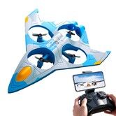 Fixed Altitude Remote Control Plane Glider ABS Crash Resistant Toy for Boys Drone with Camera Double Battery Christmas Gift COL Blue