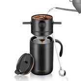 Pour Over Coffee Maker Camping Coffee Maker Set 500ML, 304 Stainless Steel Portable Coffee Maker 3Pcs, Portable Coffee Kit for Travel Camping (Black)