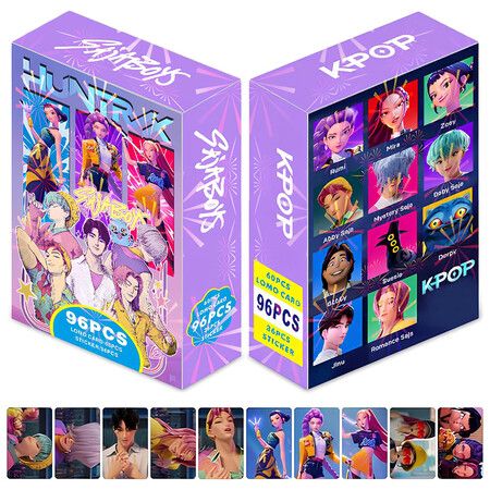 Kpop Inspired Hunters Photocards, Huntr/x, Kpop Demon, 96pcs Lomo card set with free stickers for Korean pop, anime lovers, girls
