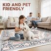 Floor Rug Area Carpet Traditional Soft Washable Runner 2x3m Large Bedroom Living Dining Room Mat Under Table Pad Non Slip Stain Resistant Low Profile