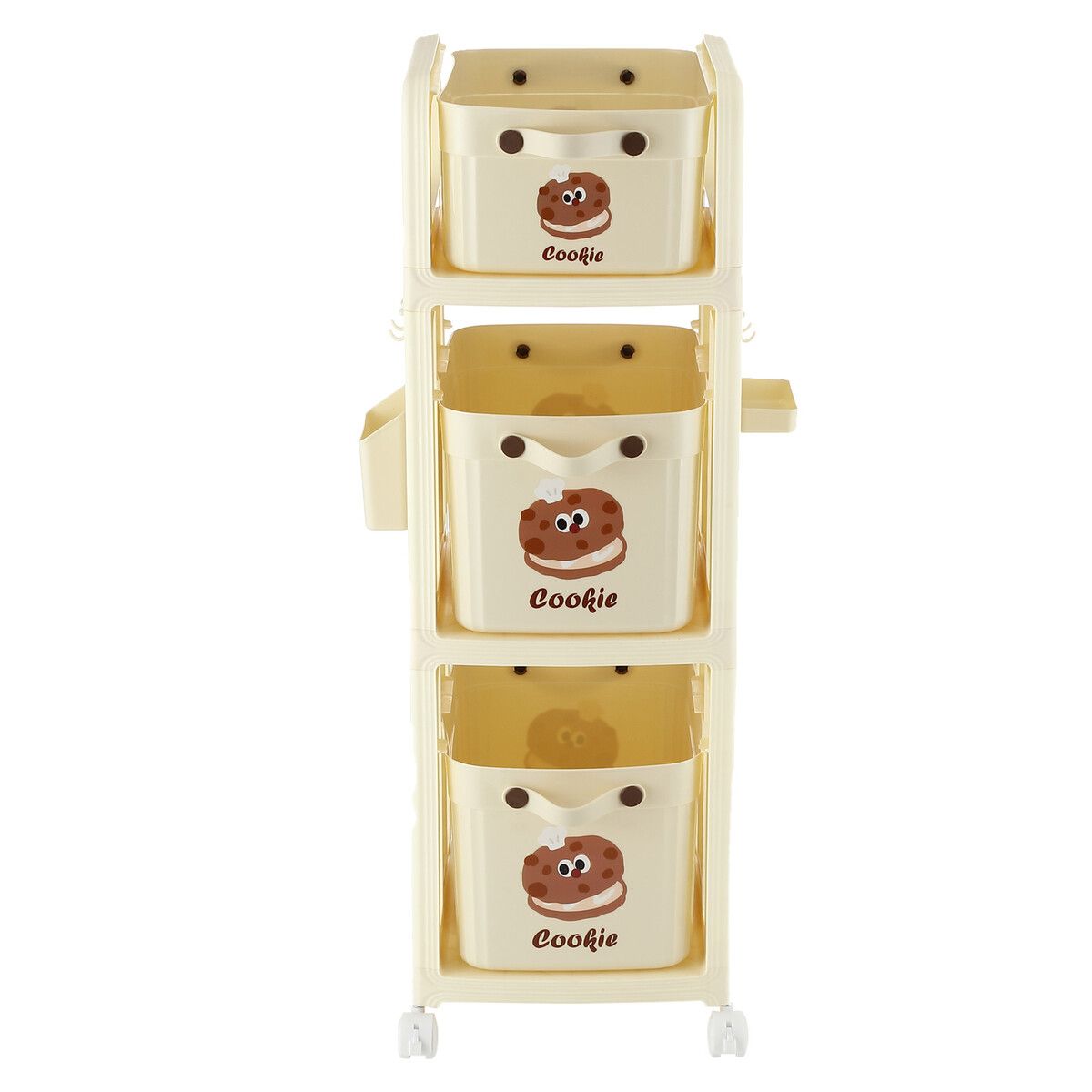 Kids Bookshelf Toy Storage Box Bin Drawers Montessori Shelf Utility Cart, 4 Wheels