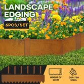 6pcs Garden Edging Set Lawn Landscape Border Plant Grass Flower Bed Raised Barrier Edge Support DIY Flexible CorTen Steel Yard Path Driveway Fence