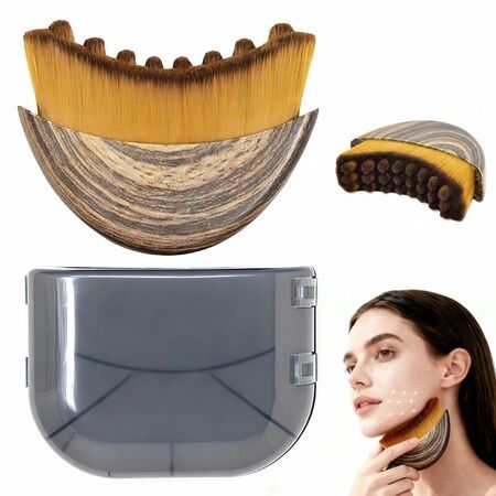 Lymphatic Contour Face Brush,Manual Lymphatic Drainage Massager,Natural Makeup Brushes,Hypoallergenic Ergonomic Facial Cleansing Brush