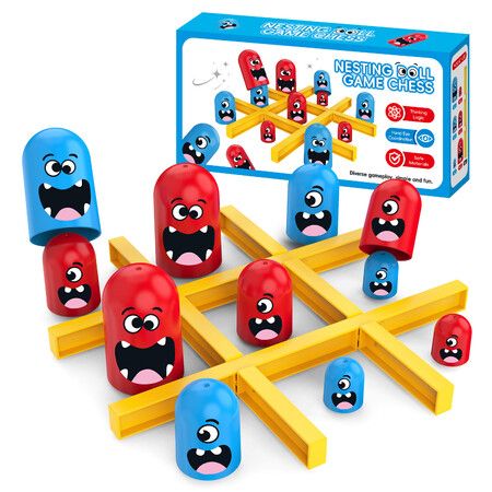 Tic Tac Toe Strategic Board Game for Kids and Family, Party Tabletop Games Strategy Head to Head Games Suitable Party 2 Players Toys