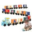 Wooden Alphabet Train Educational Toys Play House School Tool Game Children Wooden Letters Train Color Train Montessori Toys For kid