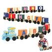 Wooden Alphabet Train Educational Toys Play House School Tool Game Children Wooden Letters Train Color Train Montessori Toys For kid