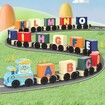 Wooden Alphabet Train Educational Toys Play House School Tool Game Children Wooden Letters Train Color Train Montessori Toys For kid
