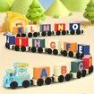 Wooden Alphabet Train Educational Toys Play House School Tool Game Children Wooden Letters Train Color Train Montessori Toys For kid