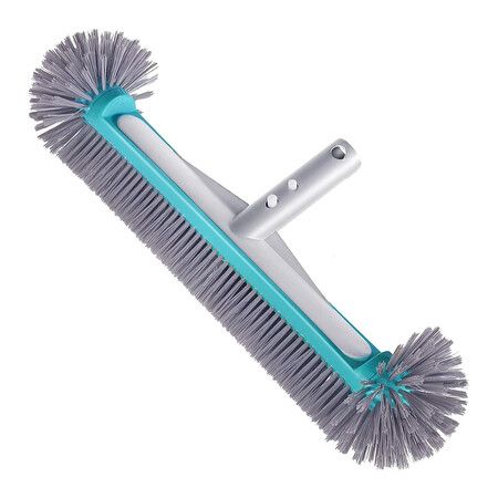 Swimming Pool Brush Head with Round Ends, 17.5 inch Heavy Duty Aluminum Back Head for Cleans Walls, Tiles and Floors, Blue