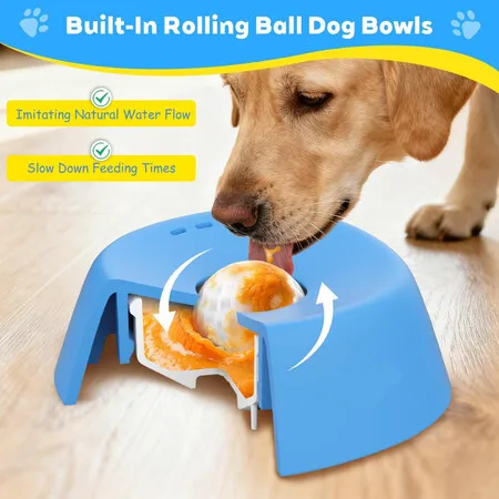 Dog ROLL BALL Liquid Lick Bowl 360 Non-Slip Spherical Design Slow Feeding Pet Bowl Christmas Gift