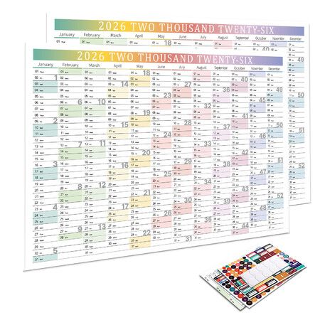 2PCS 2026 74*52cm Wall Planner Large Wall Calendar Full Year Overview Stylish Yet Practical Design Perfect Gift Idea
