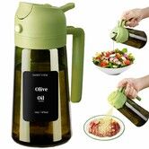 Olive Oil Dispenser and Oil Sprayer 16oz/470ml Glass Light Proof Oil Pourer for Kitchen,Air Fryer,Cooking,Salad,BBQ GREEN