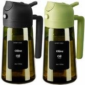 Olive Oil Dispenser and Oil Sprayer 16oz/470ml Glass Light Proof Oil Pourer for Kitchen,Air Fryer,Cooking,Salad,BBQ 2 Pack